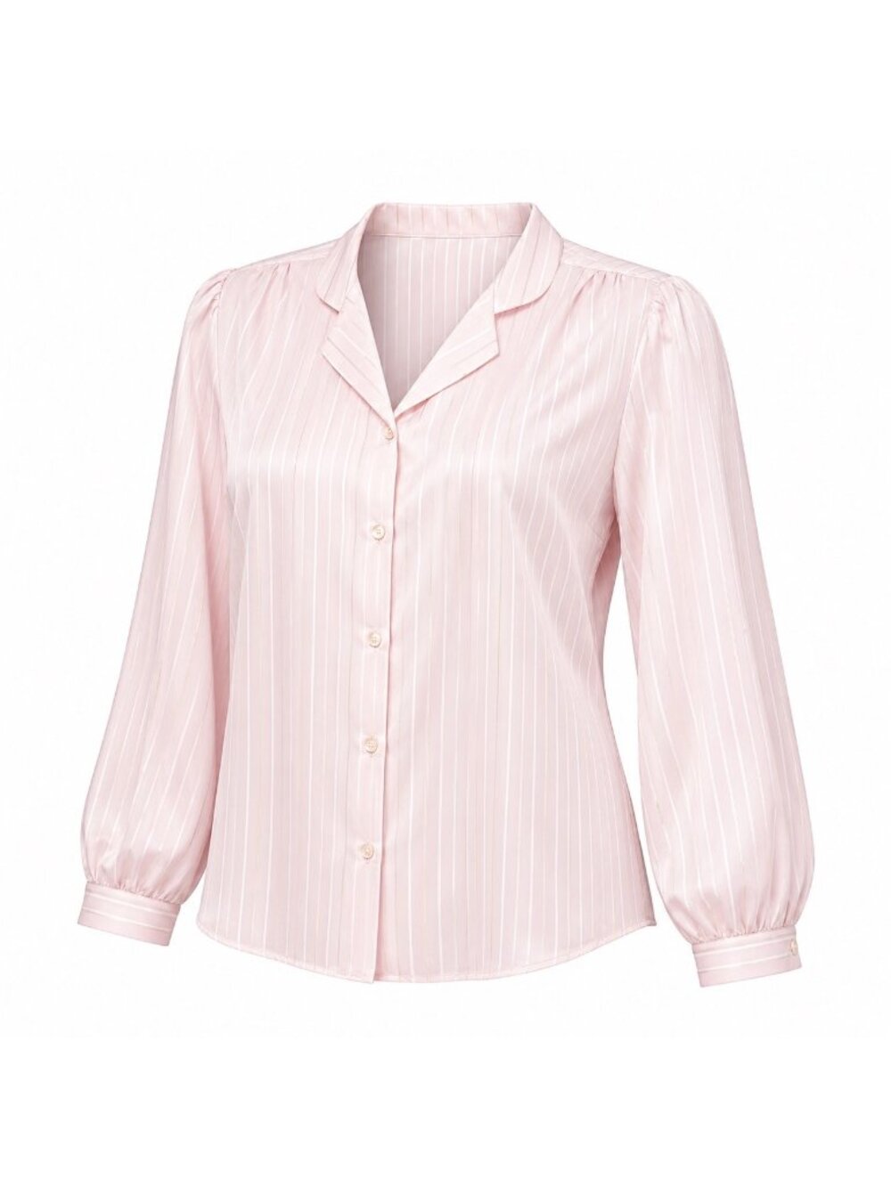 Hot Stuff Womens Pink Striped Button-Up Blouse Size 40 Long Sleeve Vintage USA